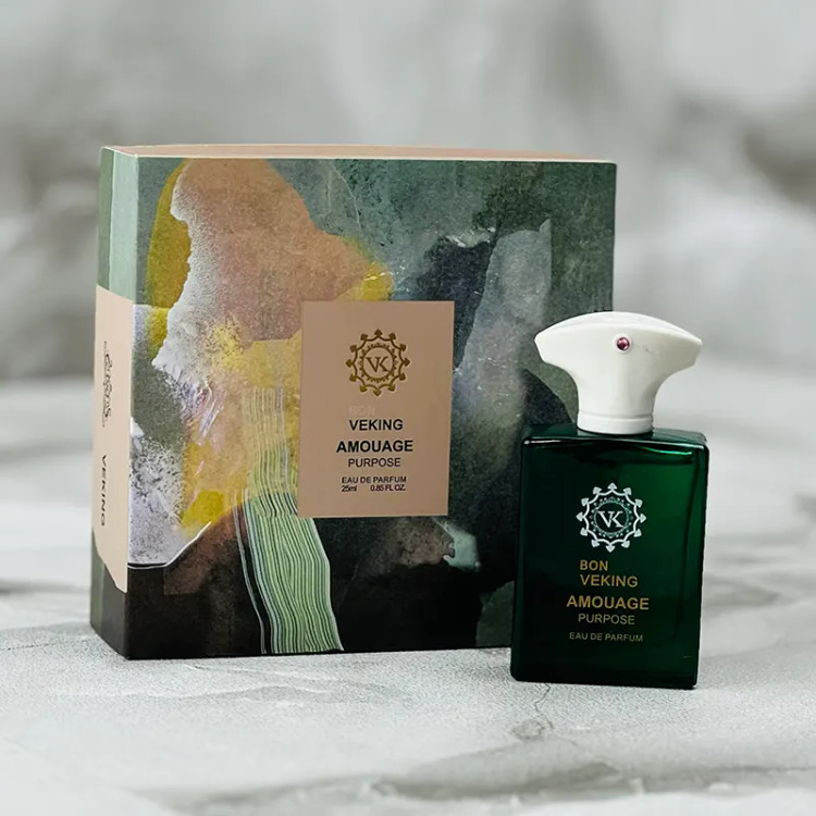 نمای کلی از شیشه و جعبه ادکلن آمواج پرپس (آمواج پورپس) ویکینگ حجم 25 میل